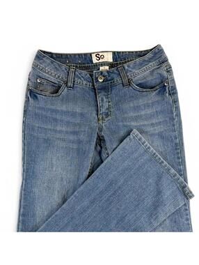 SO Low Rise Flared Jeans Womens Size 5 Medium Wash Denim 2000s Y2K